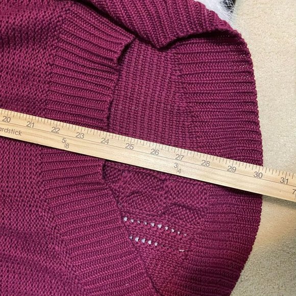 Tilly's Rusty Brand Cable Knit Tunic High Low Burgundy Sweater Size L - NWT - Picture 8 of 9